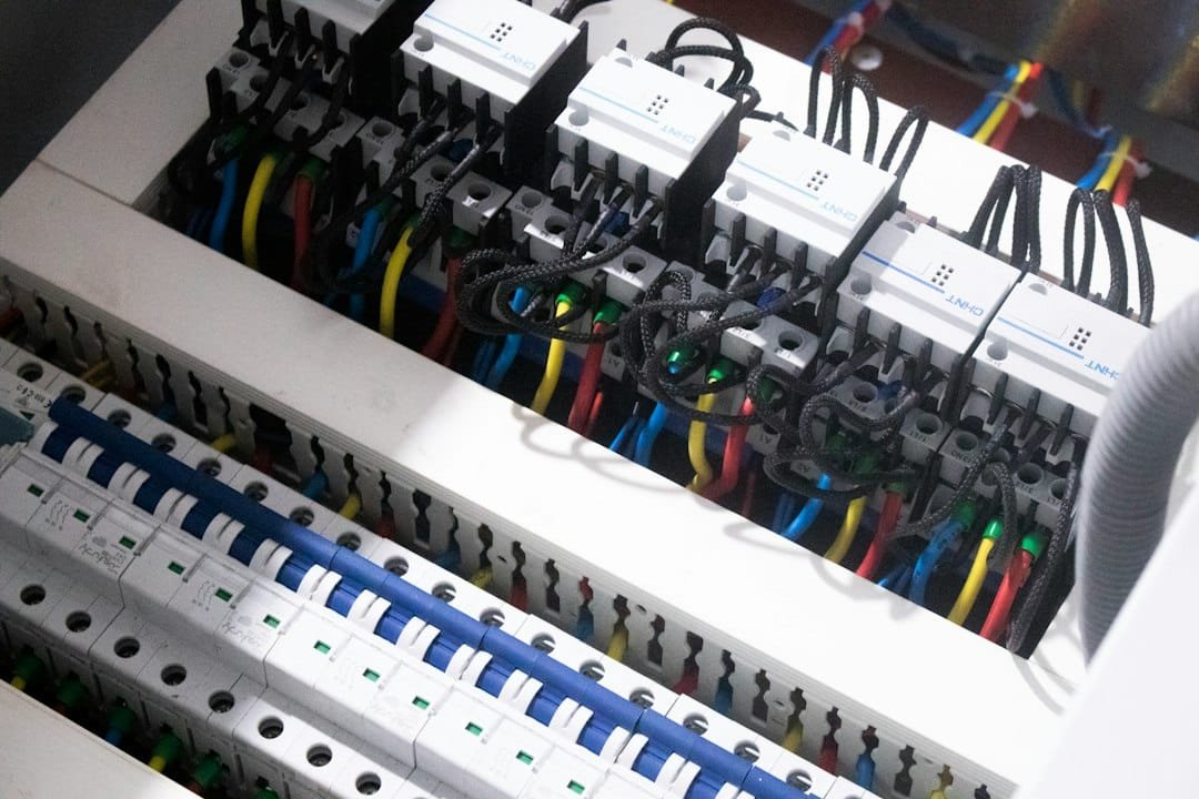 Electrical fuse box and wiring illustrating panel-level home energy monitoring